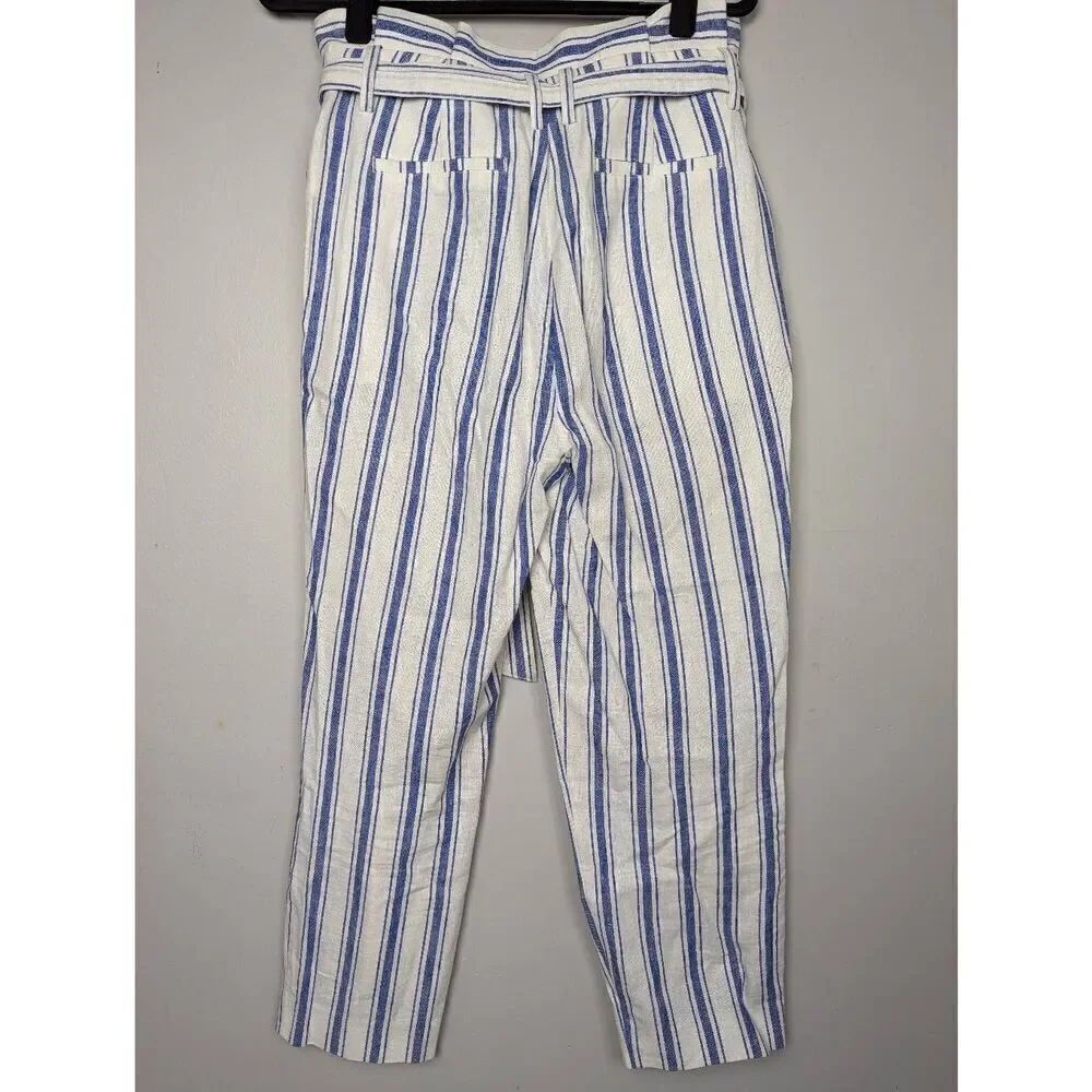 Boden St Ives paperbag striped linen blend trousers pants US 6 - Picture 9 of 11